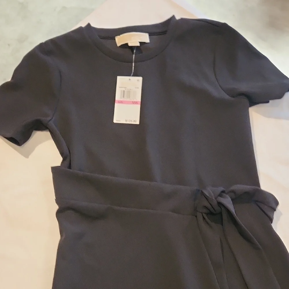 Michael Kors Black Tie-Waist Mini Dress